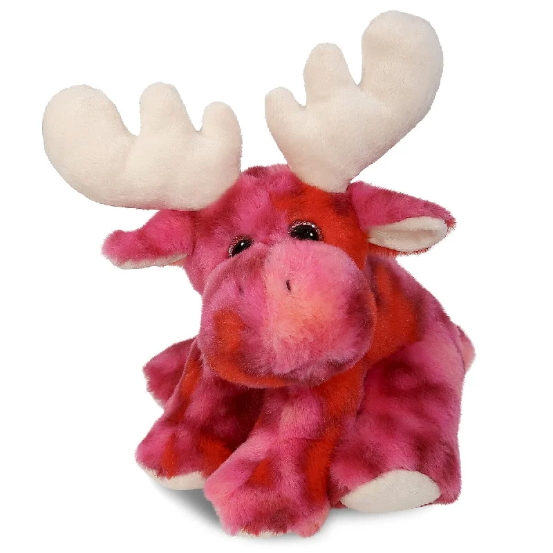 DolliBu Pink Tie-Dye Floppy Moose Stuffed Animal for Kids and Adults - 9 inches