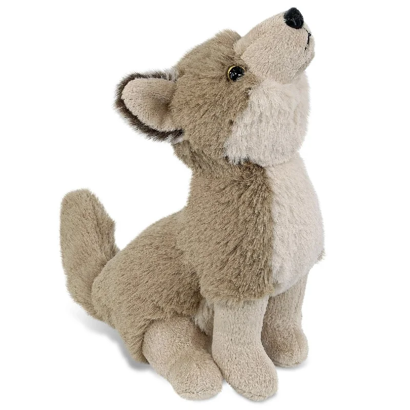 DolliBu Plush Howling Wolf Stuffed Animal Toy for Kids and Adults - 10.5 inches