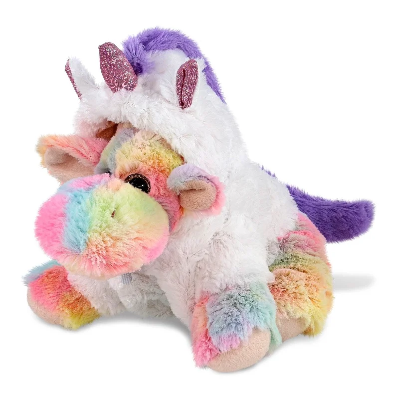 DolliBu Rainbow Floppy Moose Unicorn Stuffed Animal w/ Unicorn Outfit - 9 inches