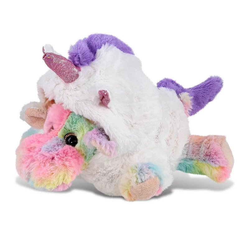 DolliBu Rainbow Lying Moose Unicorn Stuffed Animal w/ Unicorn Outfit - 9.5 inches