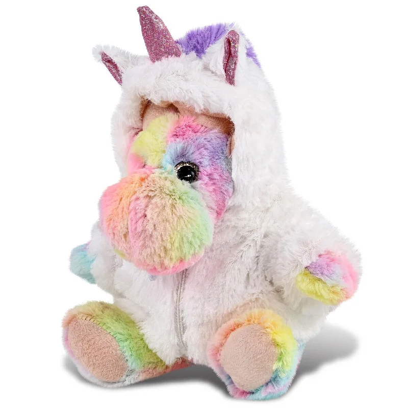 DolliBu Rainbow Moose with Unicorn Plush Stuffed Animal Toy - 9 inches