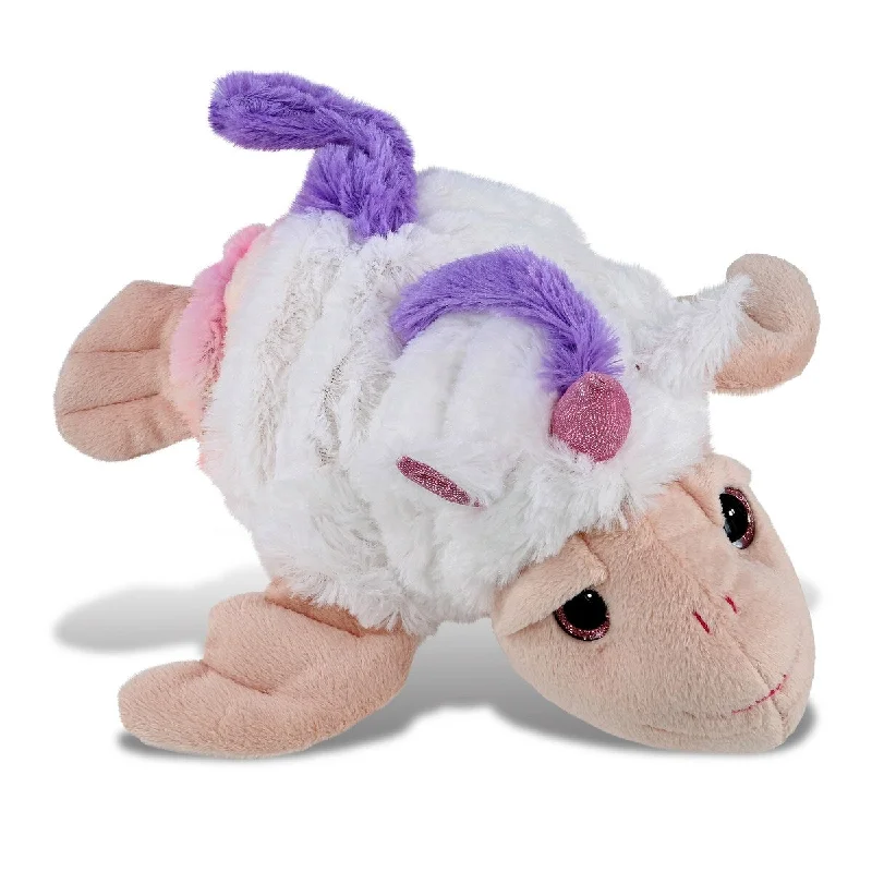 DolliBu Rainbow Pink Sea Turtle with Unicorn Plush Stuffed Animal Toy - 10 inches