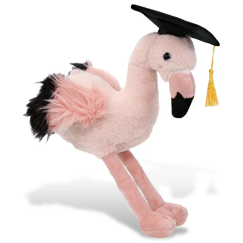 DolliBu Rose Flamingo Graduation Plush with Graduation Cap with Tassel - 8.5 inches