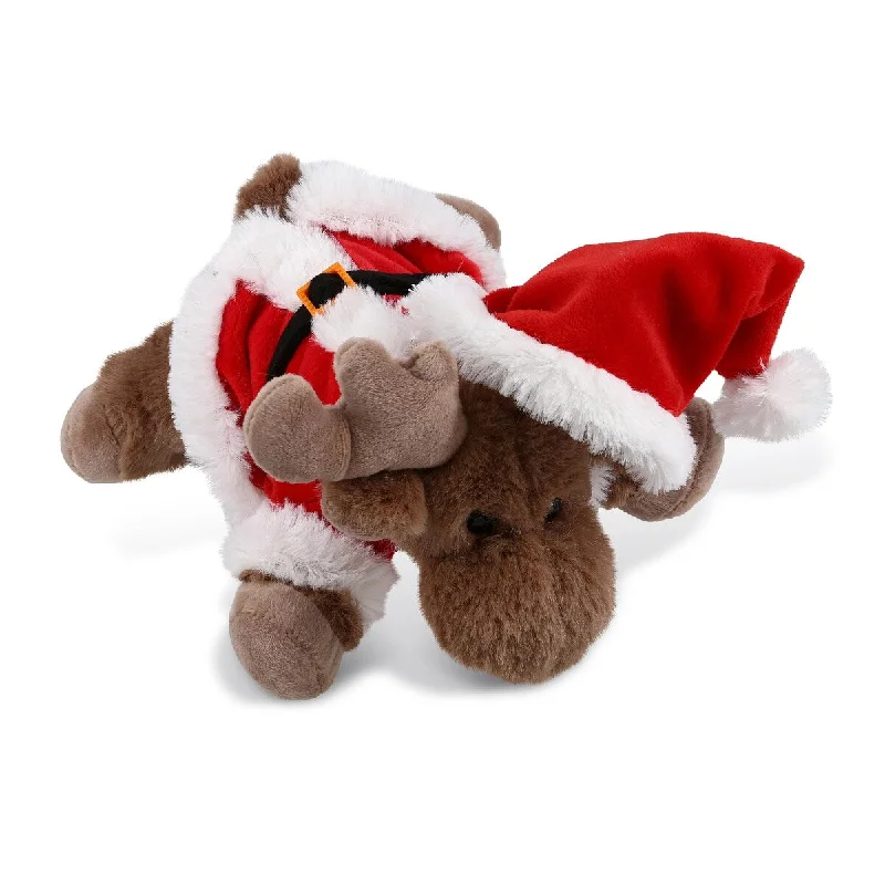 DolliBu Santa Lying Cute Moose Stuffed Animal Plush with Santa Outfit - 8 inches