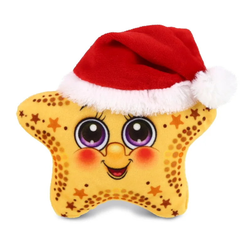 DolliBu Santa Starfish Stuffed Animal Plush Toy with Santa Hat Outfit - 6.3 inches