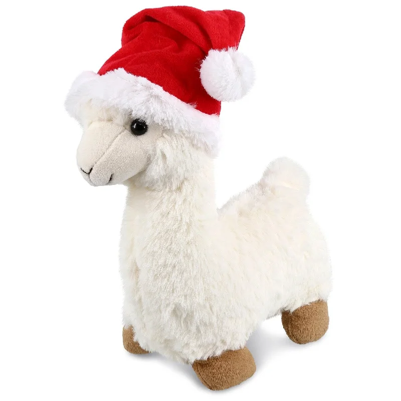 DolliBu Santa White Llama Stuffed Animal Plush Toy with Santa Outfit - 11 inches