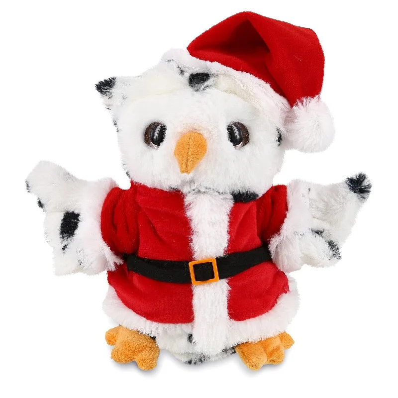 DolliBu Santa White Owl Stuffed Animal Plush Toy with Santa Outfit - 8.5 inches