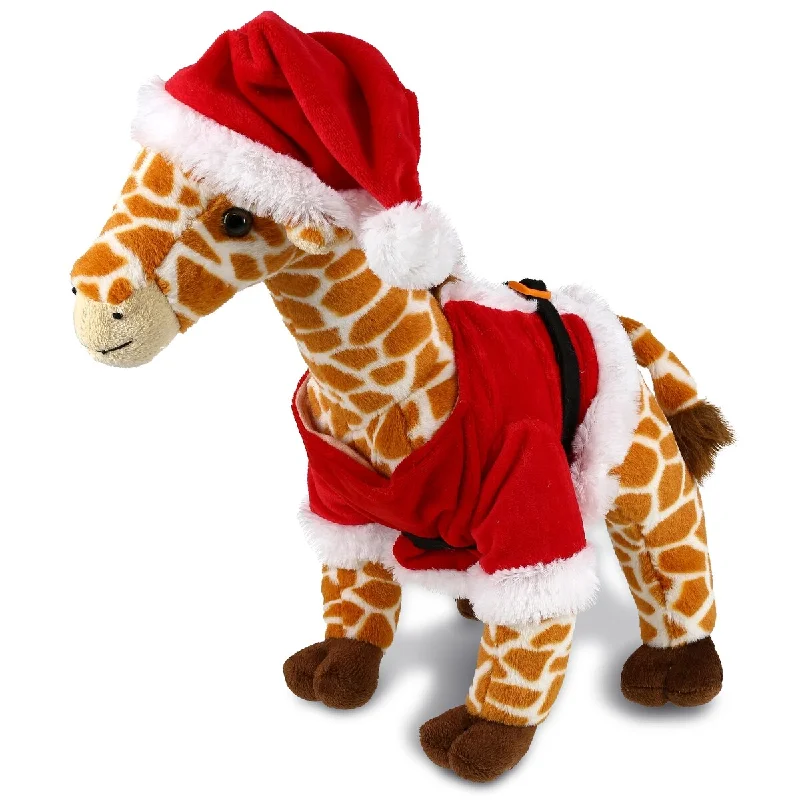 DolliBu Santa Wild Giraffe Stuffed Animal Plush Toy with Santa Outfit - 16 inches