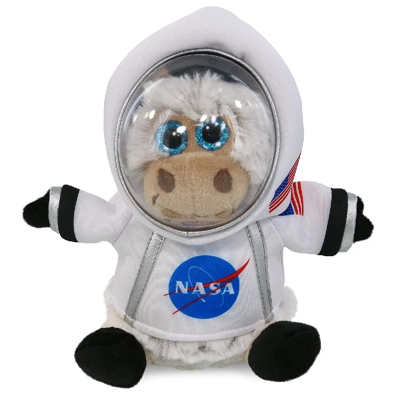 DolliBu Sitting Cow Astronaut Plush Toy w/ Space Helmet and NASA Suit - 7 inches