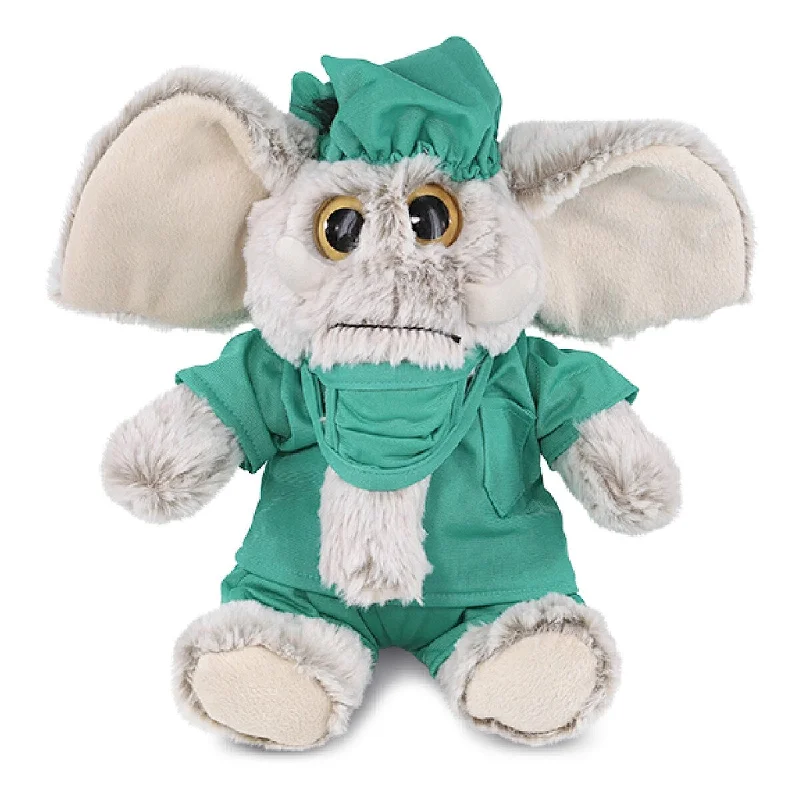 DolliBu Sitting Elephant Doctor Plush with Cute Scrub Uniform and Cap - 9 inches