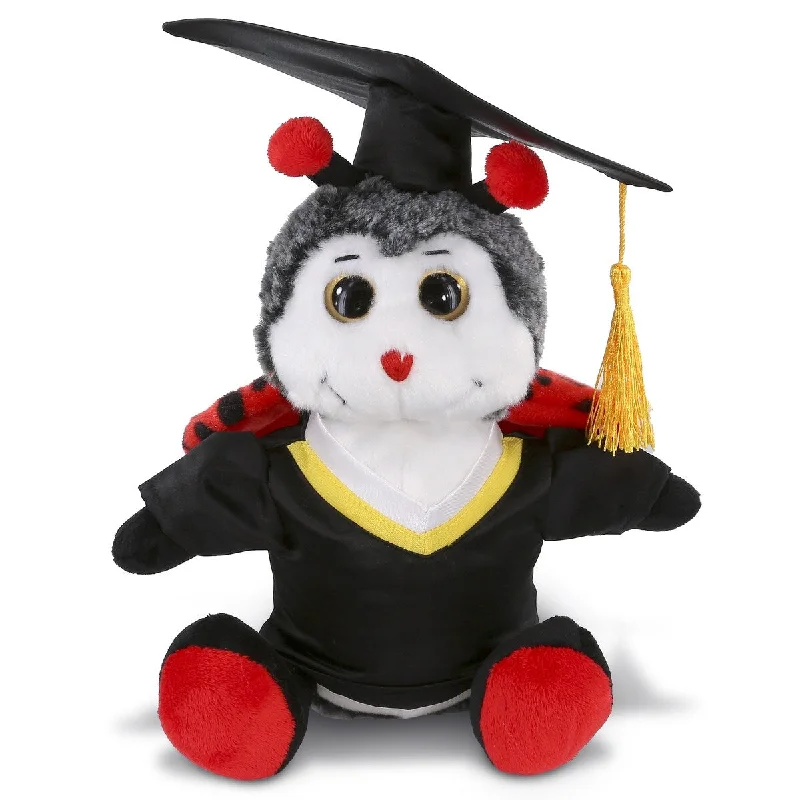 DolliBu Sitting Ladybug Graduation Plush with Gown and Cap w/ Tassel - 9 inches