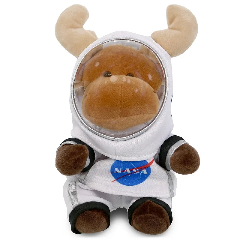 DolliBu Sitting Moose Astronaut Plush Toy with Helmet and NASA Suit - 6 inches