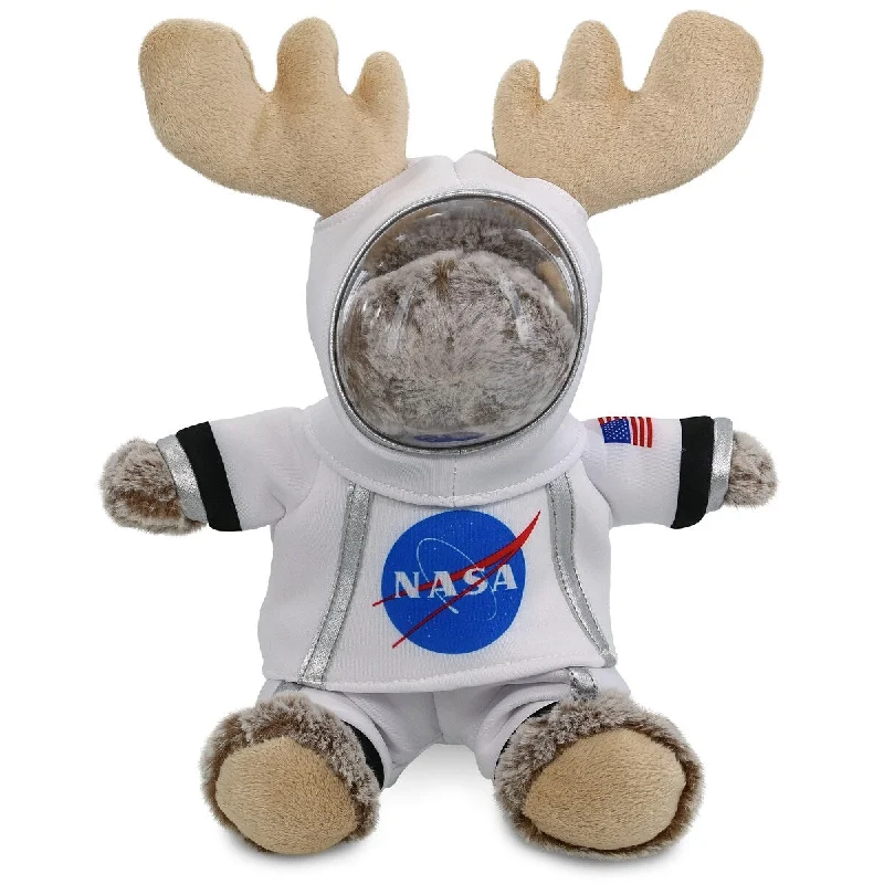 DolliBu Sitting Moose Astronaut Plush with Space Helmet and NASA Suit - 9 inches