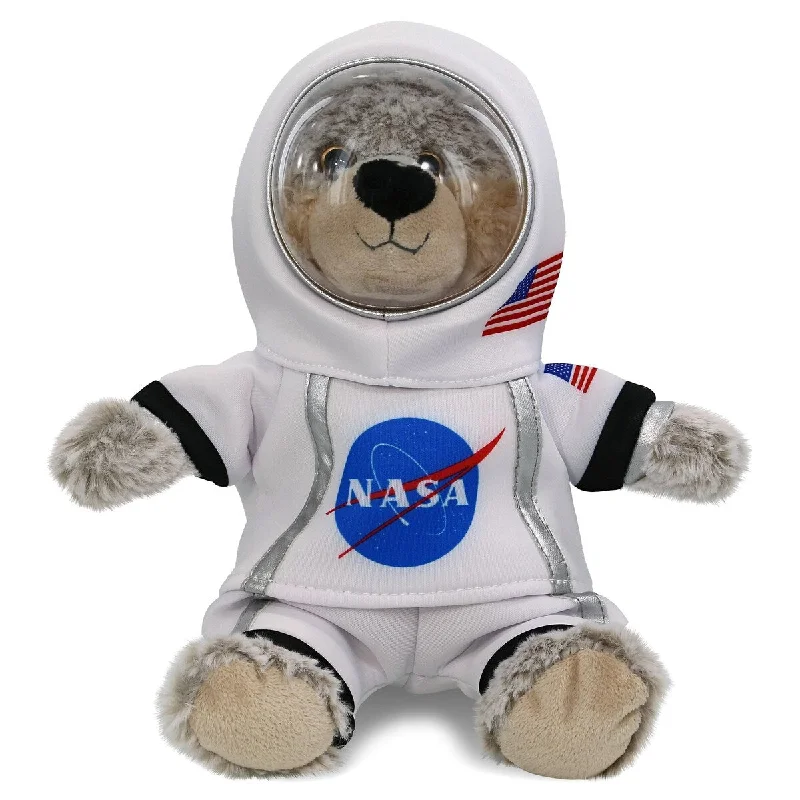 DolliBu Sitting Wolf Astronaut Plush Toy with Helmet and NASA Suit - 9 inches