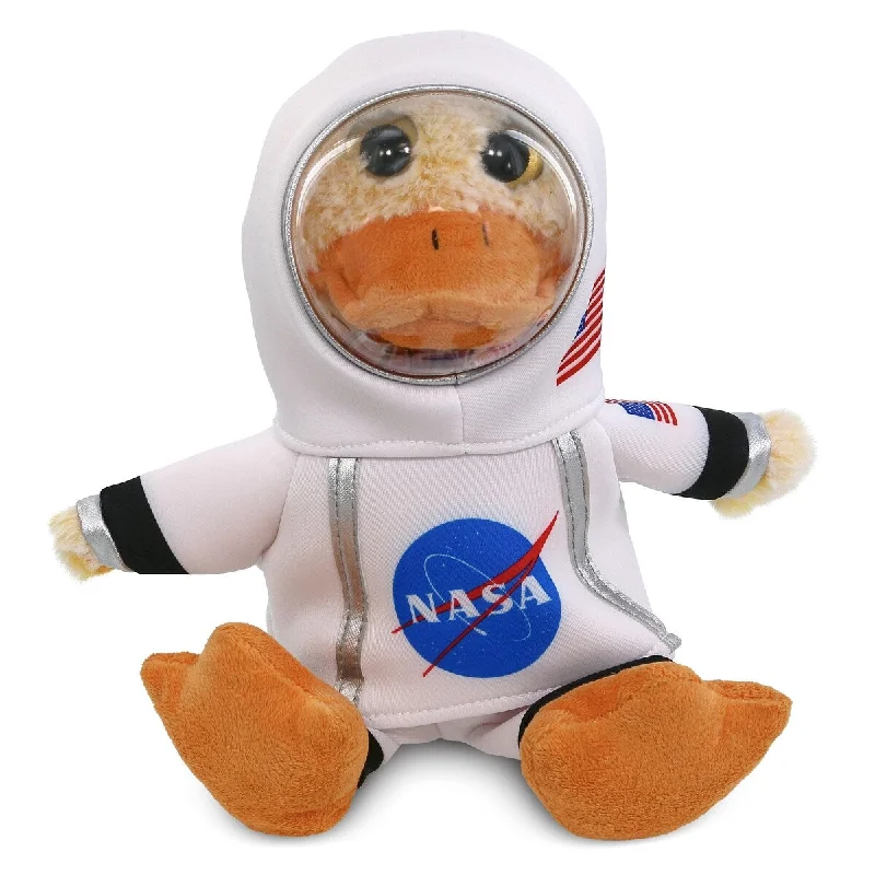 DolliBu Sitting Yellow Duck Astronaut Plush with Helmet and NASA Suit - 9 inches