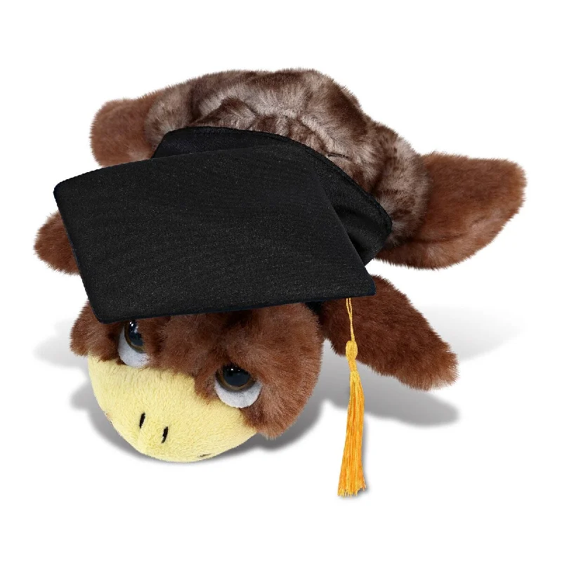 DolliBu Small Brown Sea Turtle Graduation Plush Toy with Gown and Cap - 7 inches