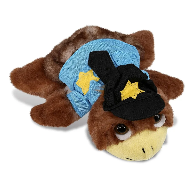 DolliBu Small Brown Sea Turtle Police Officer Plush with Cop Uniform - 7 inches