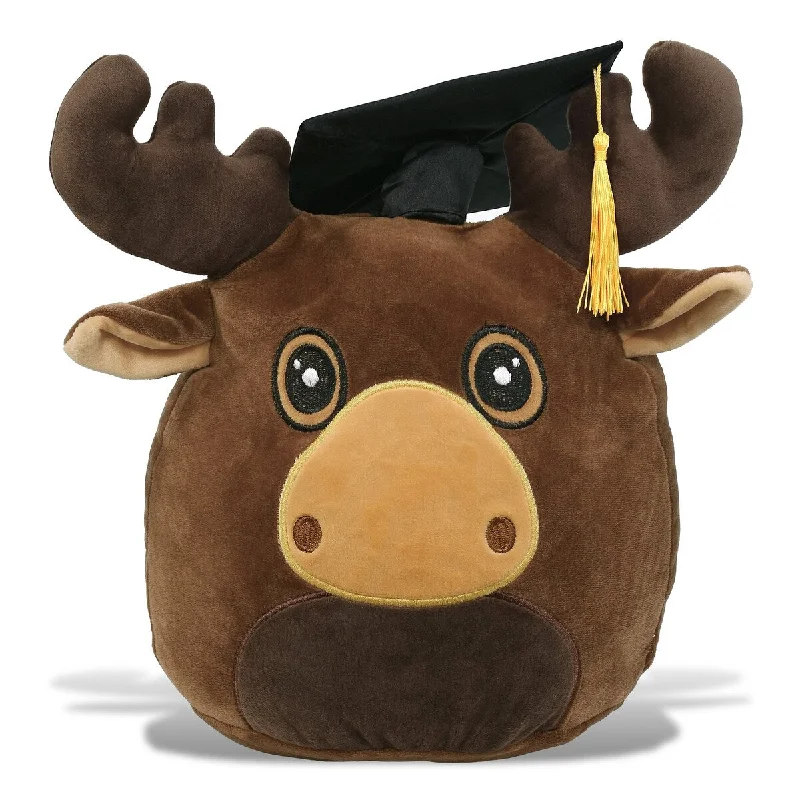 DolliBu Snug-Mooshies Moose Graduation Plush Toy with Graduation Cap - 10 inches