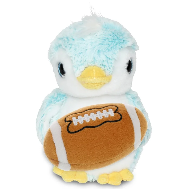 DolliBu Soft Huggable Blue Penguin Stuffed Animal with Football Plush - 6 inches