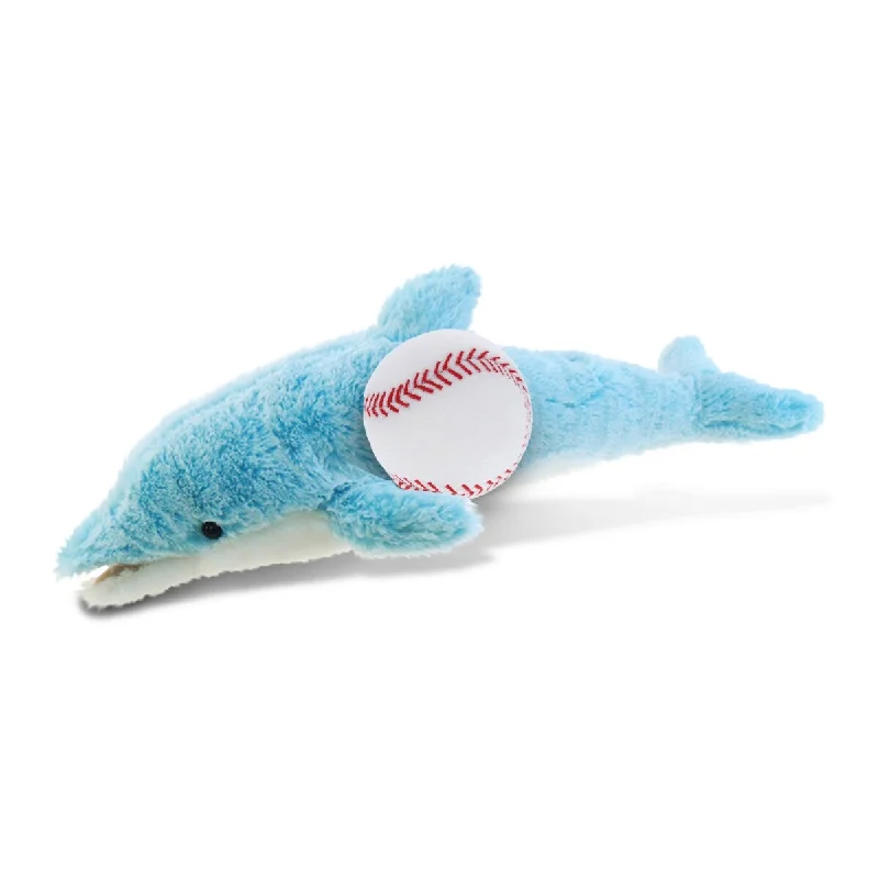 DolliBu Soft Huggable Dolphin Small Stuffed Animal with Baseball Plush - 14 inches