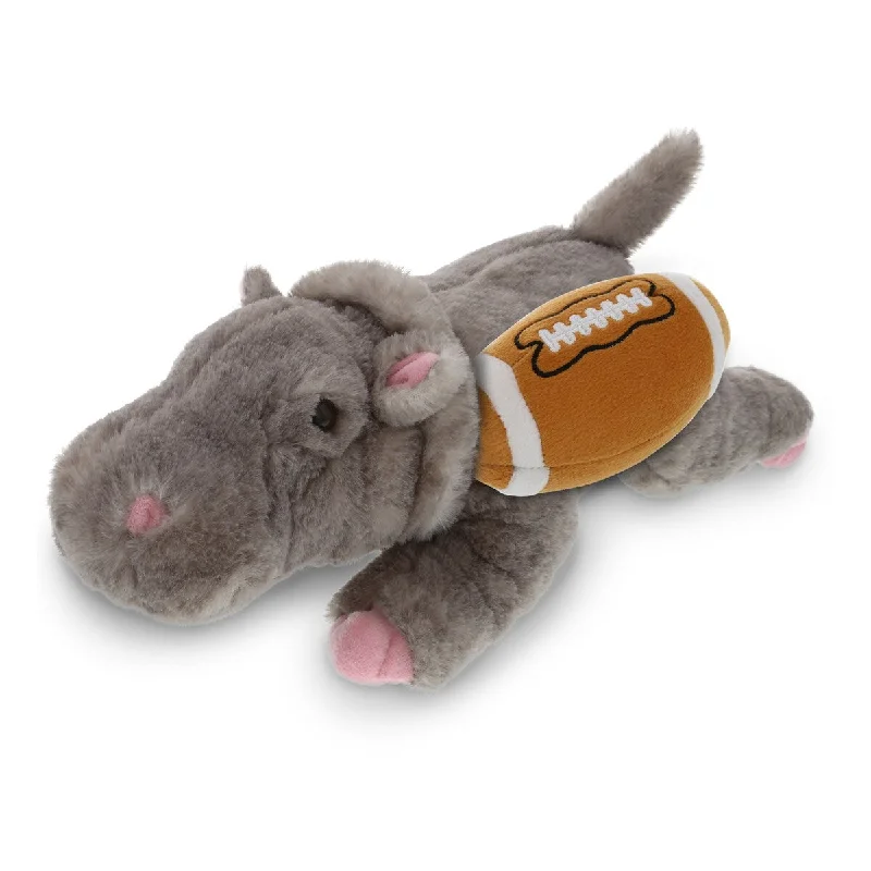 DolliBu Soft Huggable Hippo Stuffed Animal with Football Plush - 13 inches