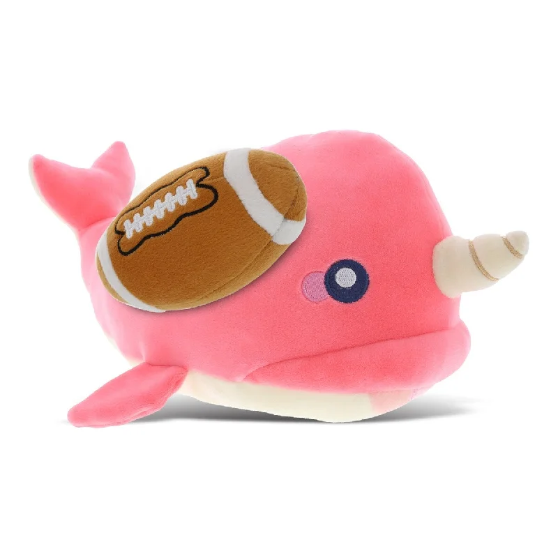 DolliBu Soft Huggable Narwhal Stuffed Animal with Football Plush - 11.75 inches