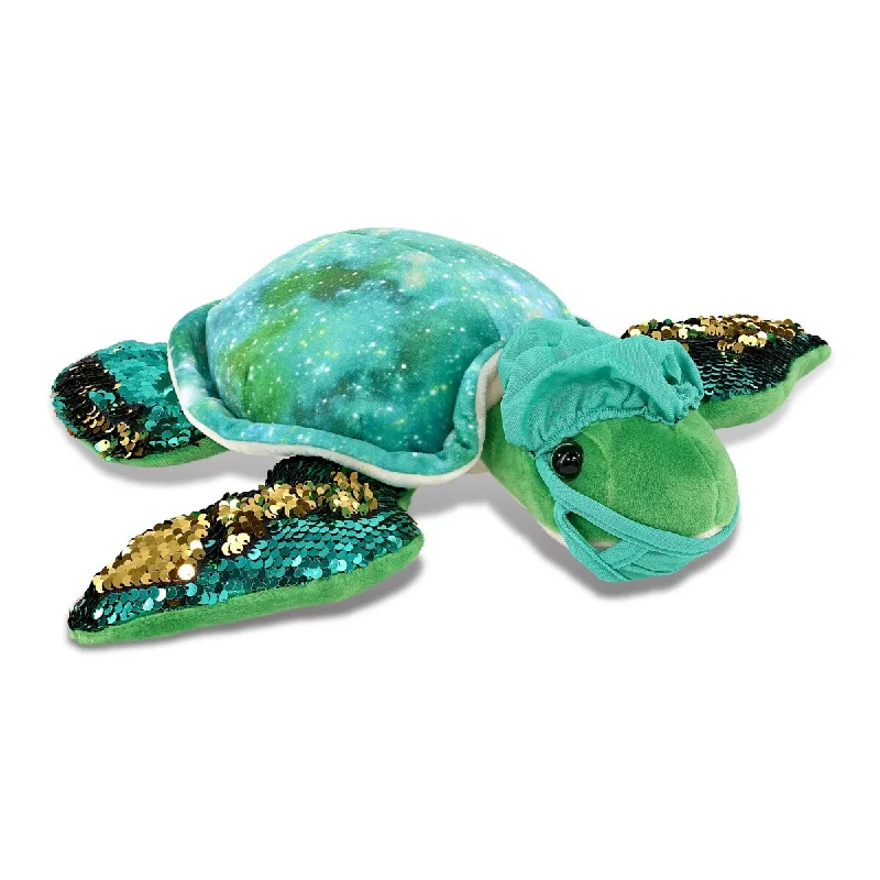 DolliBu Space Sequin Sea Turtle Doctor Plush w/ Scrub Uniform and Cap - 16.5 inches