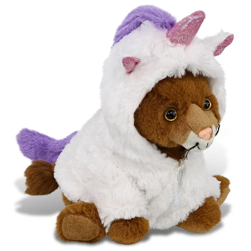 DolliBu Squat Lion Unicorn Plush Stuffed Animal with Removable Outfit - 8 inches