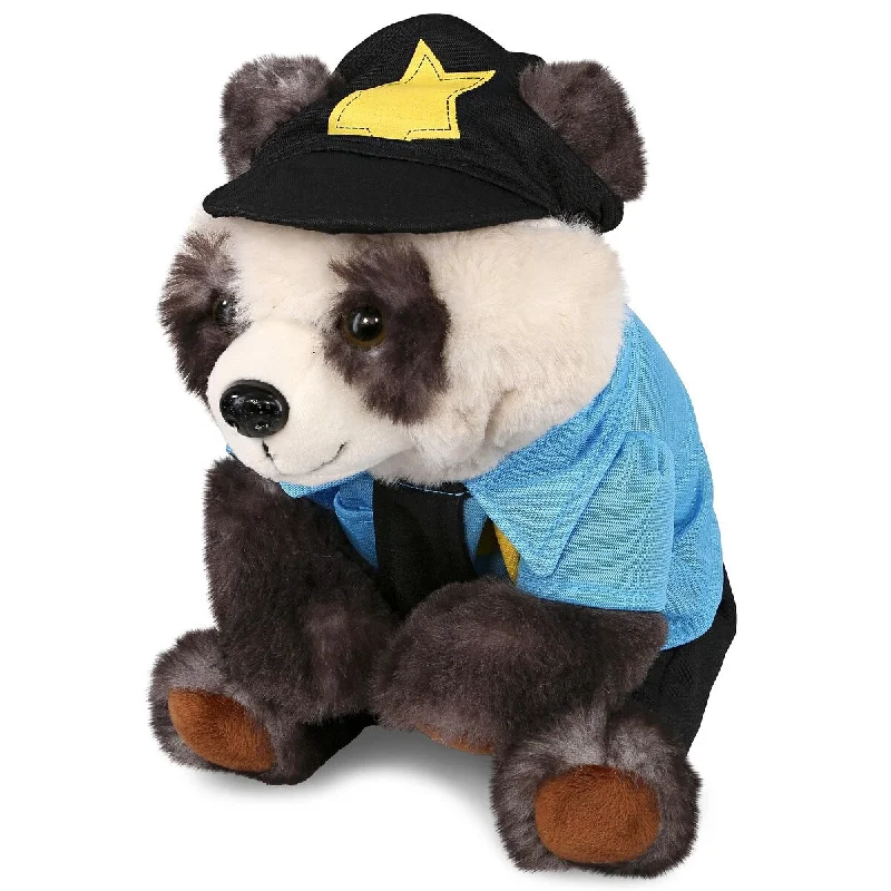 DolliBu Squat Panda Police Officer Plush Toy with Cute Cop Uniform - 7 inches