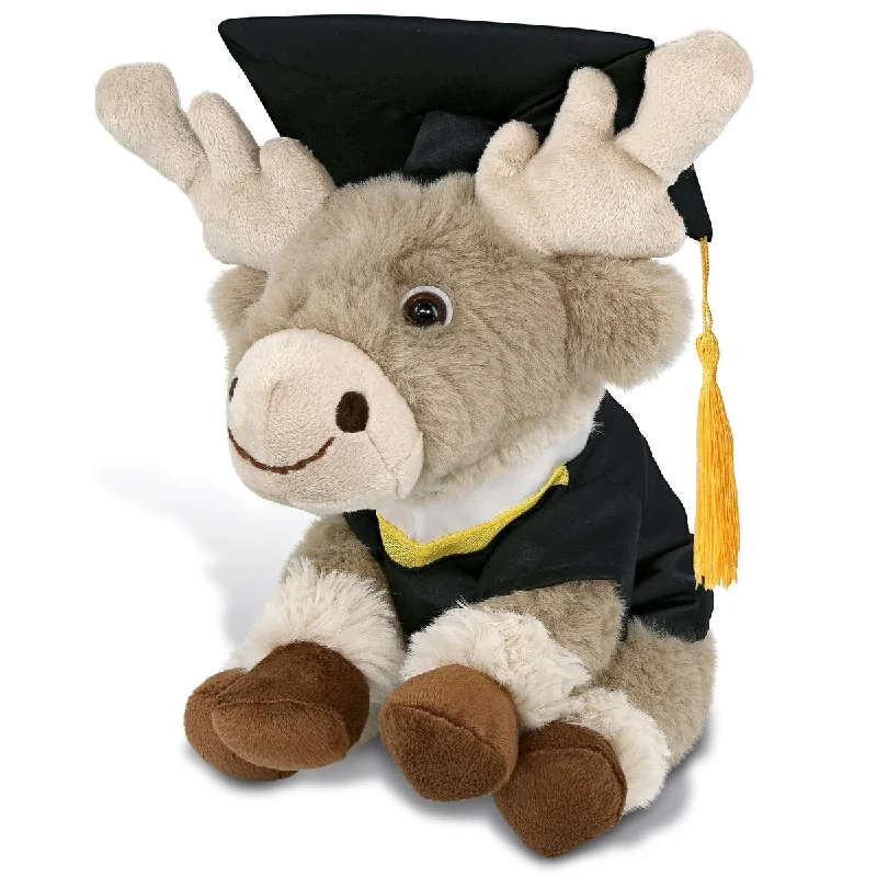 DolliBu Squat Reindeer Graduation Plush with Gown & Cap with Tassel - 8.5 inches