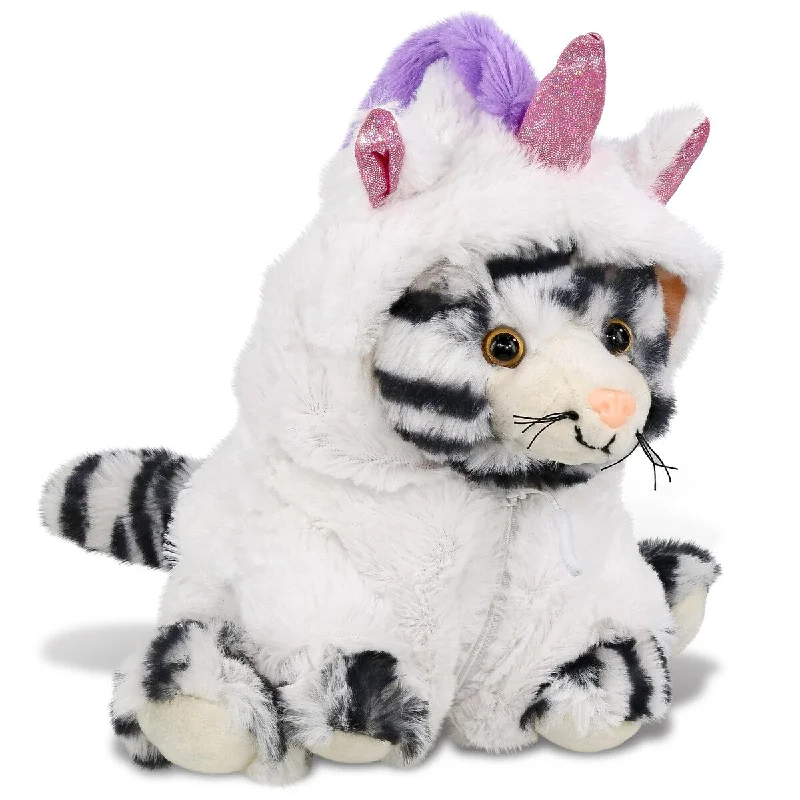 DolliBu Squat White Tiger Unicorn Plush Stuffed Animal Toy with Outfit - 8 inches