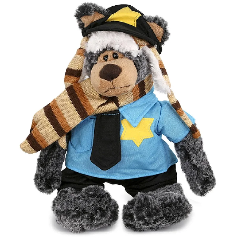 DolliBu Standing Black Bear Police Officer Plush with Uniform and Cap - 11inches