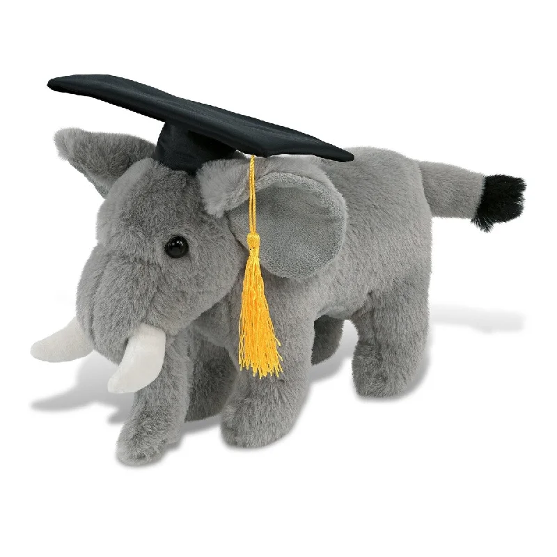 DolliBu Standing Elephant Graduation Plush Toy with Cap with Tassel - 9.5 inches