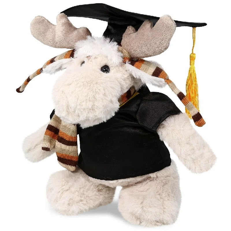 DolliBu Standing Moose Graduation Plush with Gown and Cap with Tassel - 13.5 inches