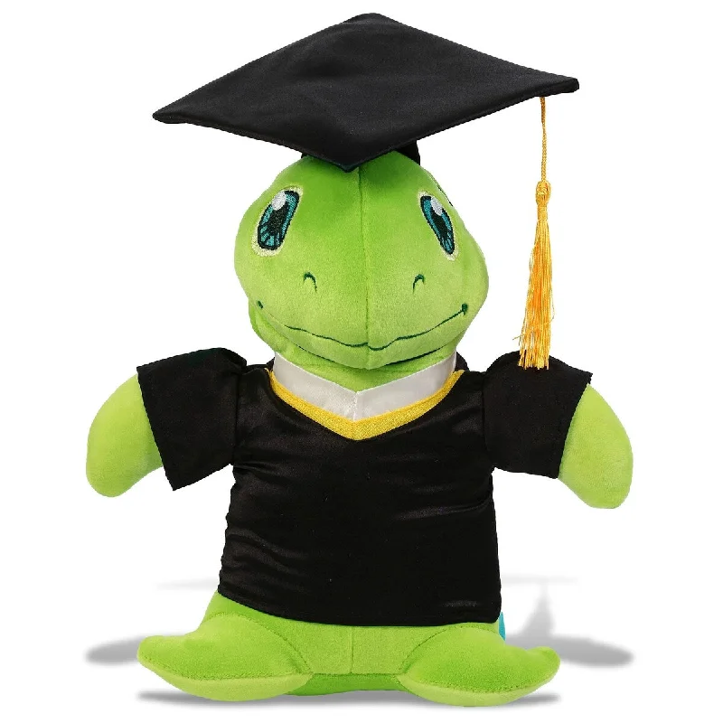 DolliBu Standing Sea Turtle Graduation Plush Toy with Gown and Cap - 7 inches