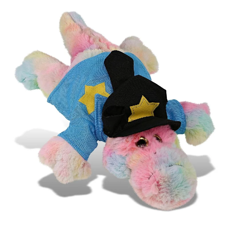 DolliBu Super Soft Rainbow Alligator Police Officer Plush Toy - 12 inches