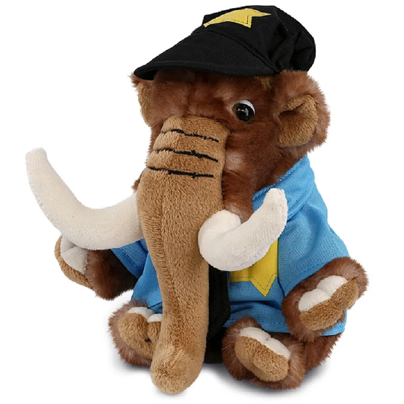 DolliBu Wild Mammoth Police Officer Plush Toy with Uniform and Cap - 10 inches