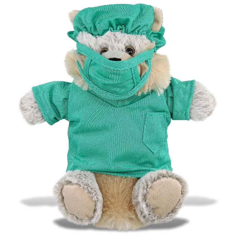 DolliBu Wolf Doctor Plush Hand Puppet with Cute Scrub Uniform and Cap - 9.5 inches