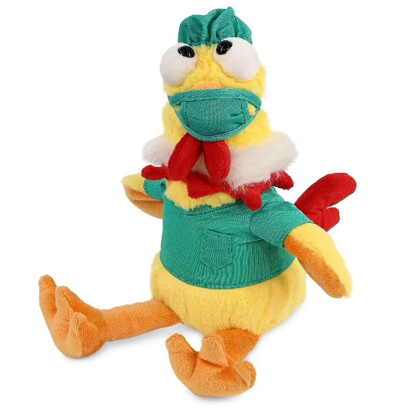 DolliBu Yellow Rooster Doctor Plush with Cute Scrub Uniform and Cap - 10.5 inches