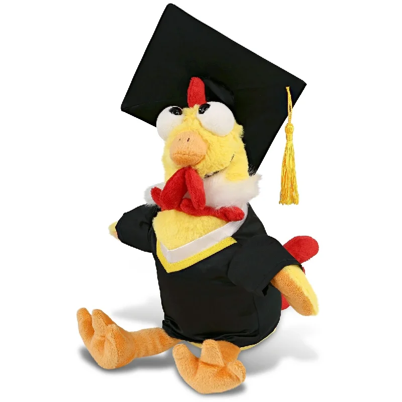 DolliBu Yellow Rooster Graduation Plush with Gown and Cap with Tassel - 10.5 inches