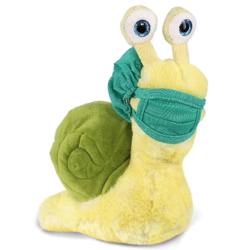 DolliBu Yellow Snail Doctor Plush Toy w// Cute Scrub Cap and Face Mask - 9 inches