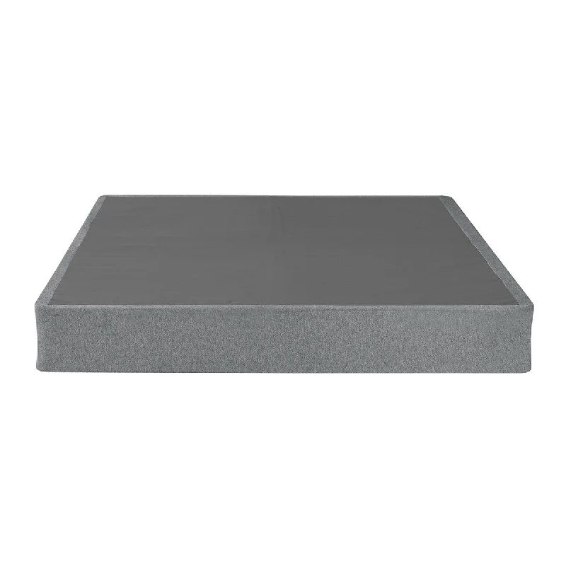 Foldable Polyester and Metal Mattress Foundation Box Spring in Grey