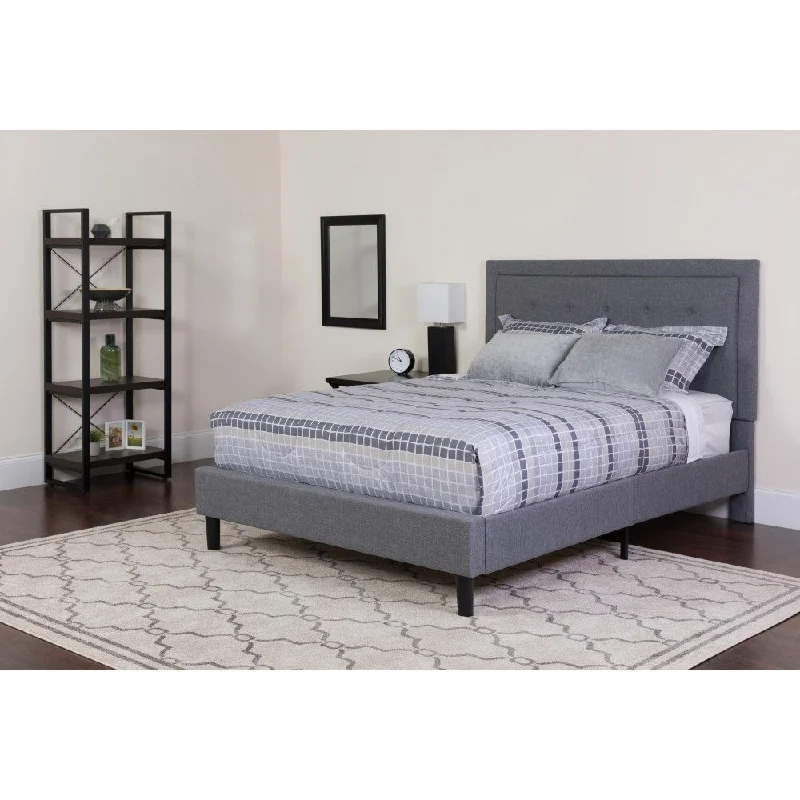 Panel Tufted Platform Bed and Memory Foam Pocket Spring Mattress