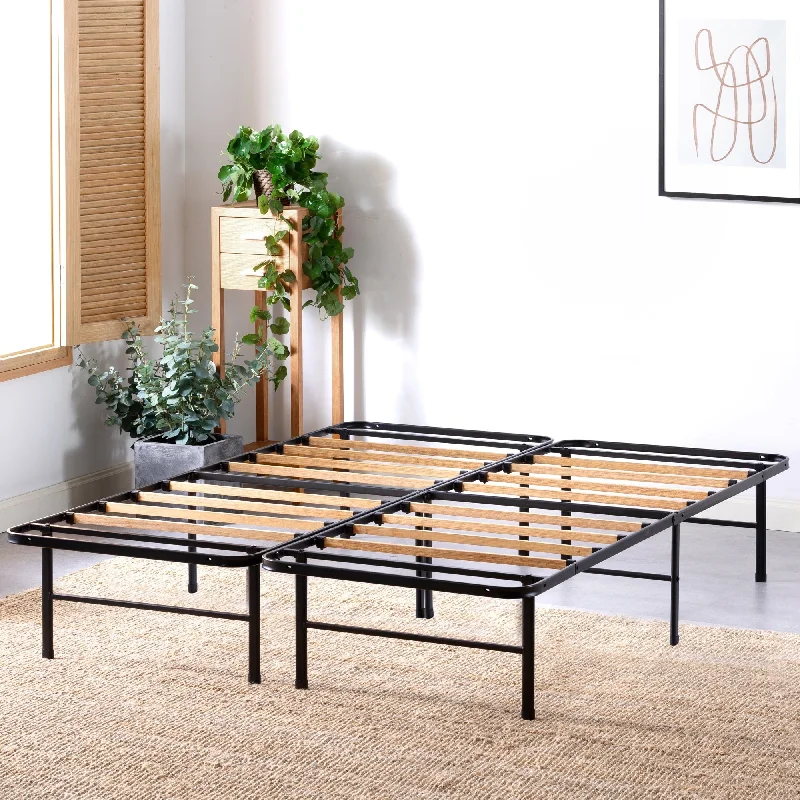 Priage by ZINUS Black Metal SmartBase® 14 Inch Essential Mattress Foundation with Bamboo Slats