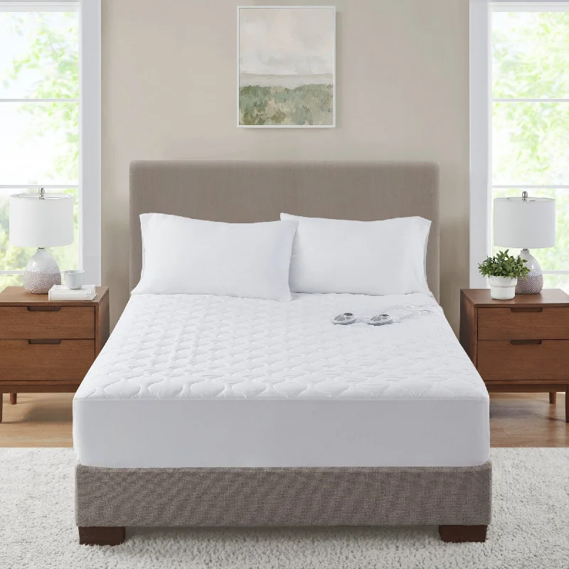 Serta Microfiber Heated White Mattress Pad