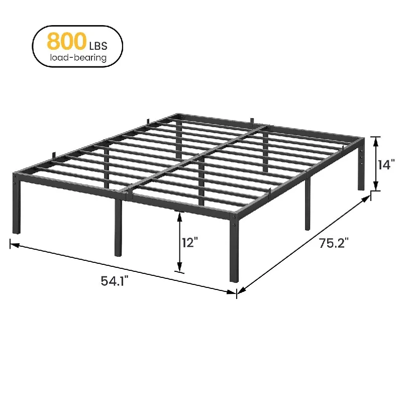 14 Inch Heavy Duty Metal Platform Bedroom Frames Full Size