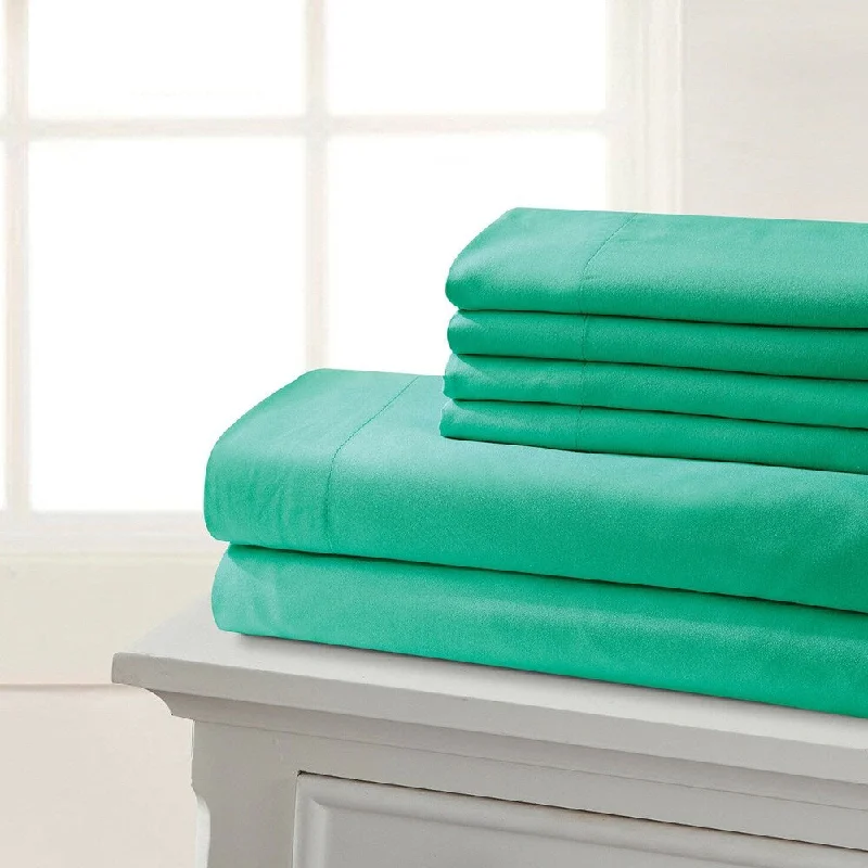 2100 Count 6 Piece Deep Pocket Comfort Soft Bed Sheet Cal King Teal