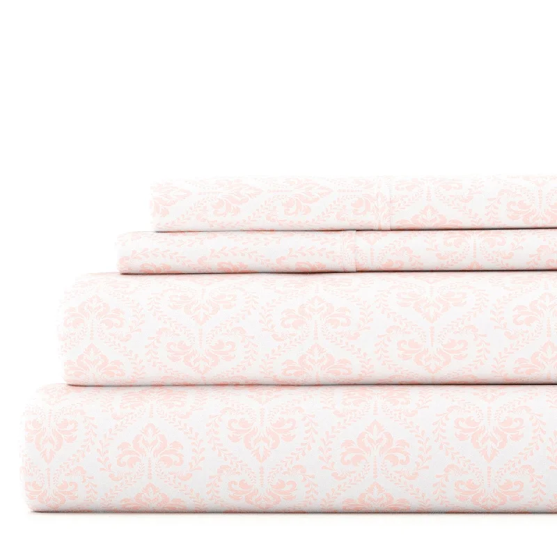 Becky Cameron Classic in Pink Pattern 4 Piece Deep Pocket Bed Sheet Set