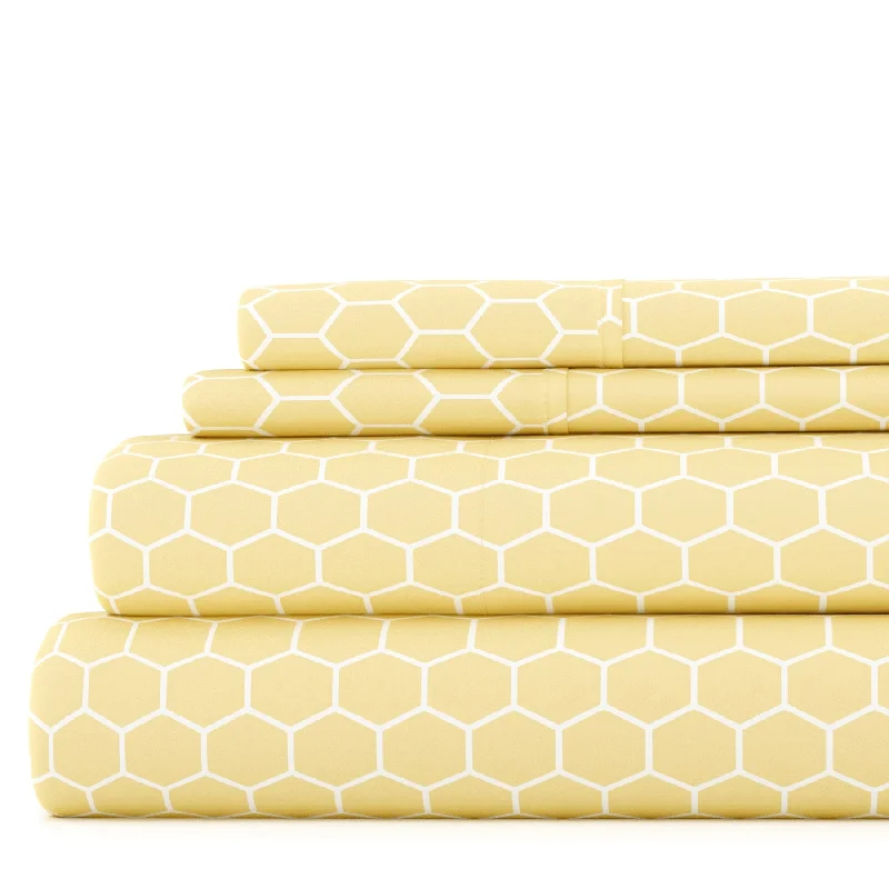 Becky Cameron Honeycomb Ultra-soft 4-piece Deep Pocket Bed Sheet Set