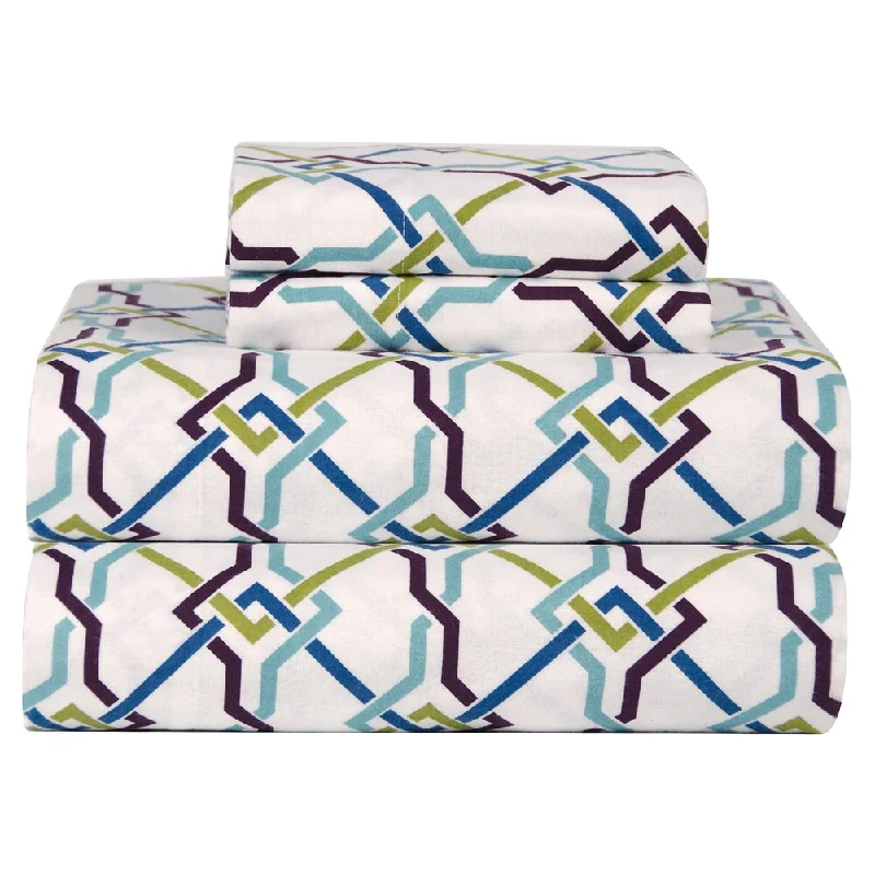 Celeste Home Lattice Ultra Soft Flannel Bed Sheet Set